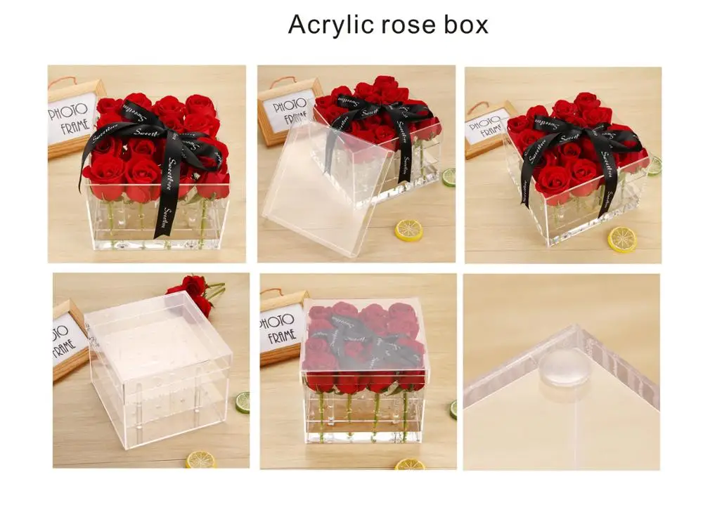 valentines gift plastic flower box 16 pieces watertight acrylic