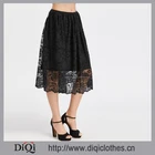 Guangzhou garment Factory Export wholesale women fashion Black Elastic Waist long Lace Skirt