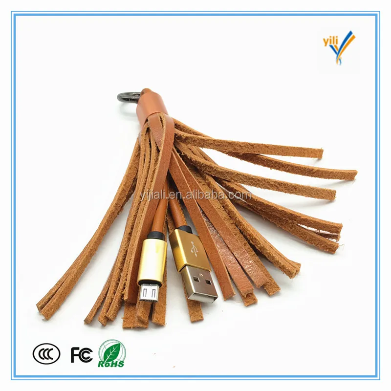 China supplier wholesale leather tassels keychain style usb charging data cable for samsung iphone mobile phone
China supplier wholesale leather tassels keychain style usb charging data cable for samsung iphone mobile phone