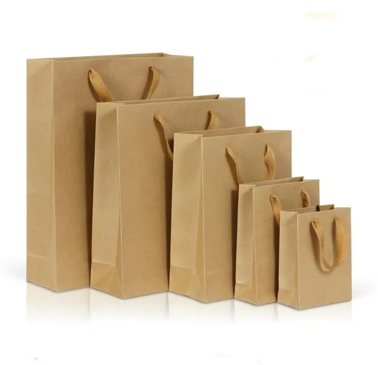 kraft paper gift bag with twisted handle and customized logo