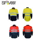 100% cotton Long sleeve workwear coverall and safety shirt with 3M reflective tape for man and women