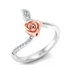 Dainty Bridesmaid Gift Brass Platinum Plated Nickel Free Rose Flower CZ Engagement Ring for Women