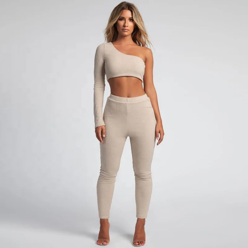Two pieces crop tops and long pants 2018 Causal women long slim pants European style girl one shoulder tops, Apricot
Two pieces crop tops and long pants 2018 Causal women long slim pants European style girl one shoulder tops, Apricot