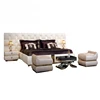 Luxury Wooden furniture white kingsize bed European Royal style king size double bed