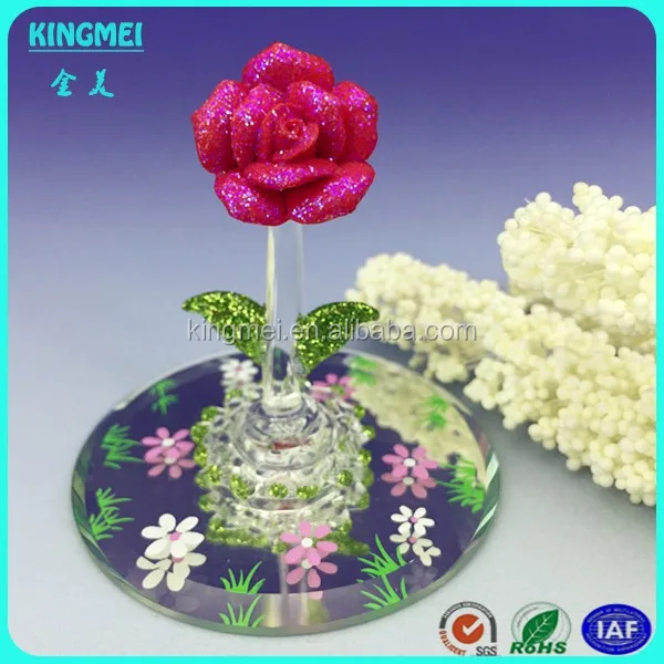 km-pa176 crystal craft gift flower crystal rose flower for home