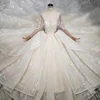 Long Sleeves Lace Alibaba Wedding Dress Crystal Rhinestone Sash Cheap Wedding Dress