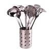 Kitchen Utensil 7 Piece Set with Organization Caddy Stainless Steel Cooking Tool Set