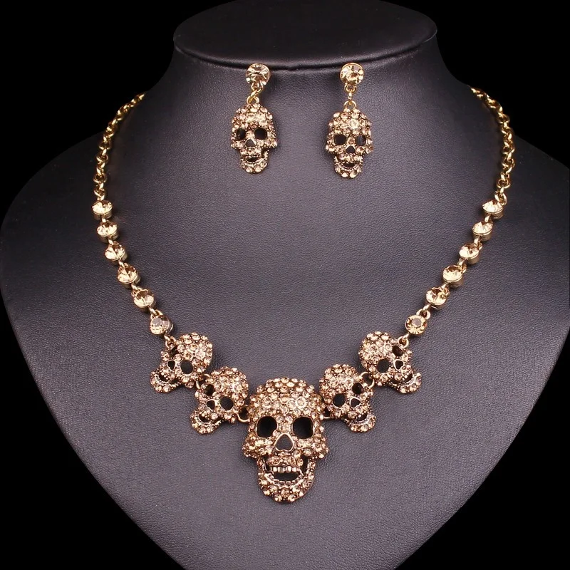 2019 Hot Sale Wholesale New Gorgeous Rhinestone Costume Jewelry Set Skull Multi Color Vintage Statement Necklace Earring Set
2019 Hot Sale Wholesale New Gorgeous Rhinestone Costume Jewelry Set Skull Multi Color Vintage Statement Necklace Earring Set