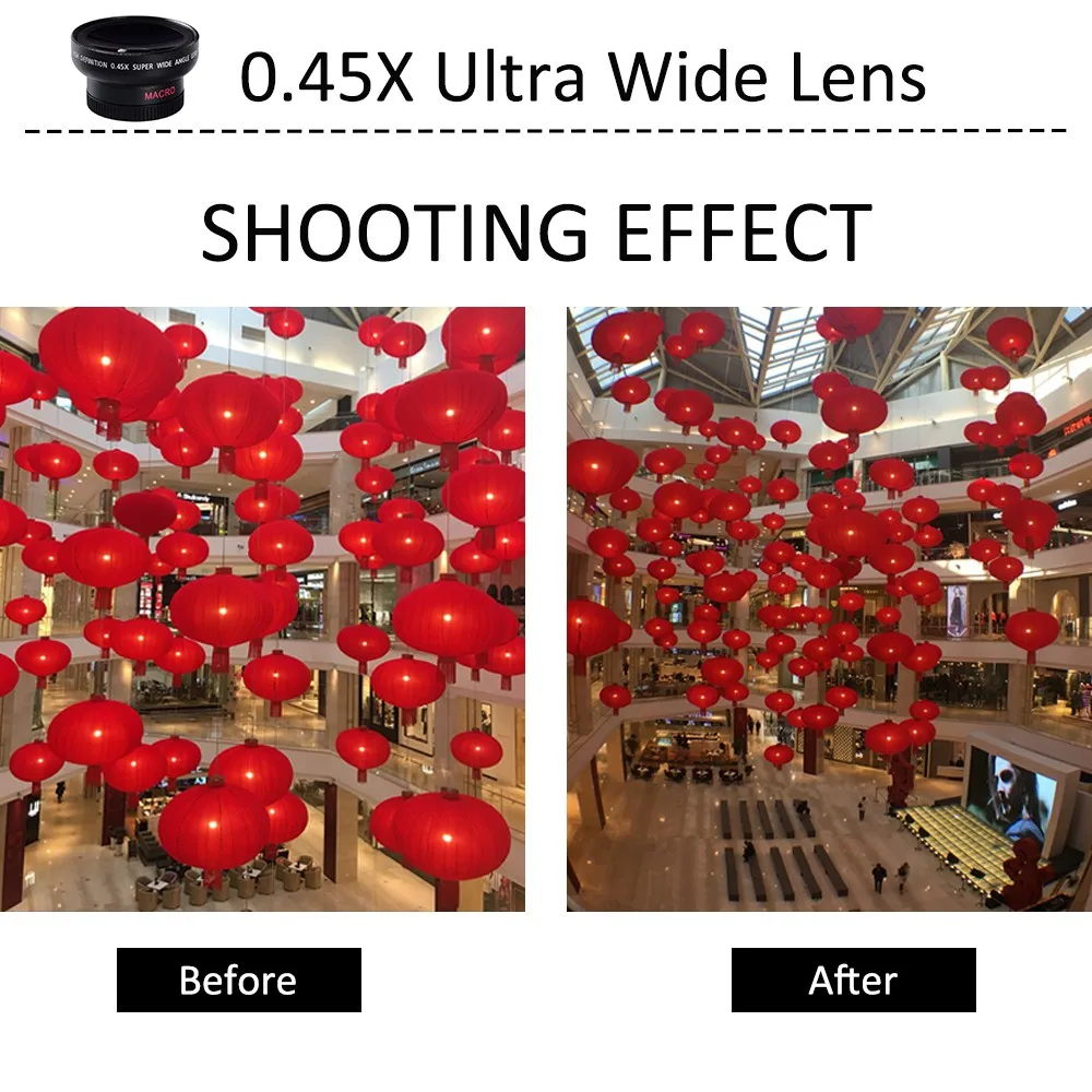 Apexel 0.45X wide anlgle macro lens mobile phone camera lens 2 in 1 lens kit for HUAWEI phone