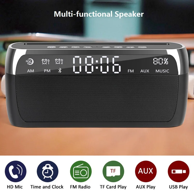 Wireless Alarm Clock Radio Work with Bluetooth Dual Hifi Speakers - ANKUX.COM