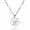MECYLIFE Simple Circle High Polished Letter Necklace Initial Alphabet Pendant
