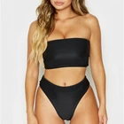 latest design sexy cute black ribbed women long tube swimwear sexy bikini