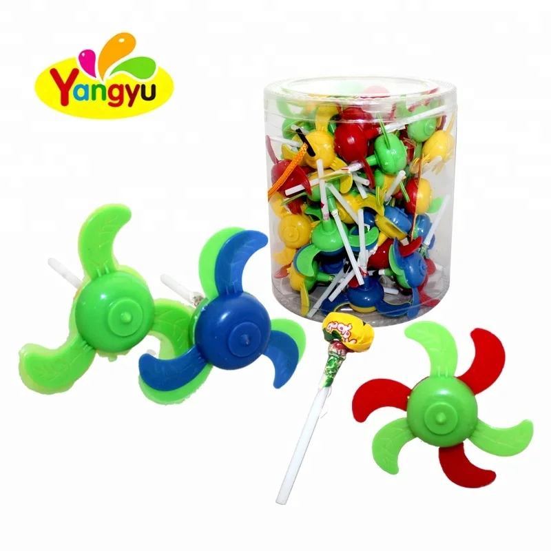 Funny Spinner Fan Toy With Fruity Flavor Sweet Lollipop
