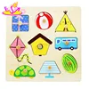 New organic fashion wooden puzzle with knob,Funny play wooden puzzle toy,Best Price Hand Grasp wooden puzzle game W14M064