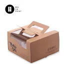 Custom recycled printed brown kraft paper cake box with handle