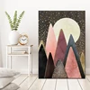 3D-Printing Nordic Abstract Geometric Mountain Landscape Wall Art Canvas Painting Golden Sun Art Poster Print Wall Picture