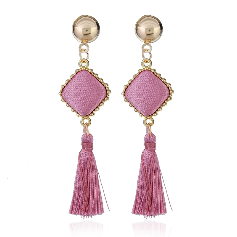 European Grace Latest Wholesale High-end Fashion Jewelry Cloth Cuff Tassel Stud Earrings For Women, Black/pink/green/white
European Grace Latest Wholesale High-end Fashion Jewelry Cloth Cuff Tassel Stud Earrings For Women, Black/pink/green/white