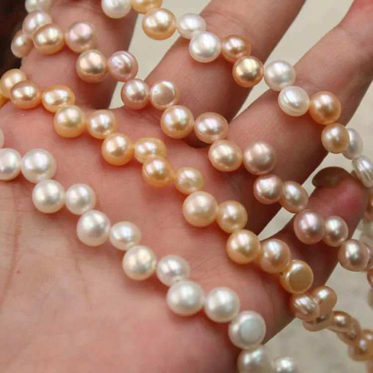 Natural fresh water pearl 7-8mm round round semi-finished pearl necklace DIY jewelry handmade beading materials, Natural cream white, natural pink, natural purple
Natural fresh water pearl 7-8mm round round semi-finished pearl necklace DIY jewelry handmade beading materials, Natural cream white, natural pink, natural purple