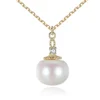 CZCITY Women New Fashion Gold Color Chain 925 Sterling Silver Natural Freshwater Bread Bead Pearl Pendant Necklace