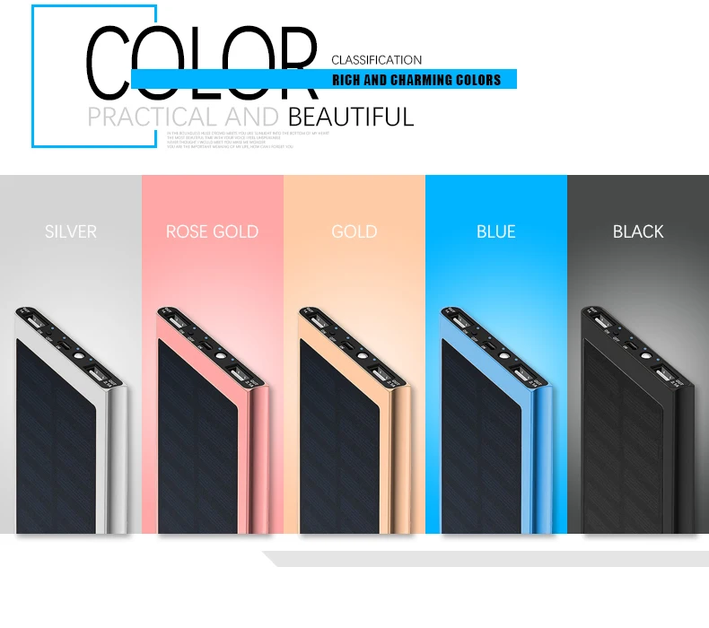 mobile charger 20000 mAh portable solar power bank with led light - ANKUX.COM