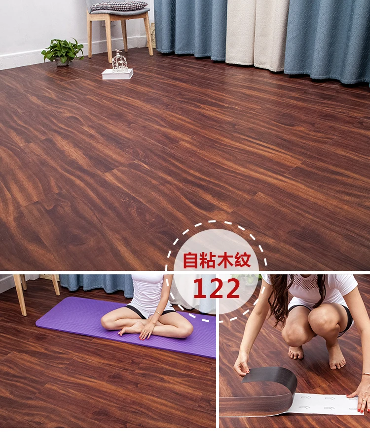 Easy Install Home PVC Wood Look Rubber Flooring