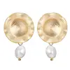 European Statement Vintage 14K Gold Plated Spiral Pearl Dangle Earring S925 Sterling Silver Natural Pearl Stud Earring