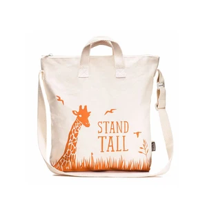 double handle reusable white cotton canvas shopping tote bag