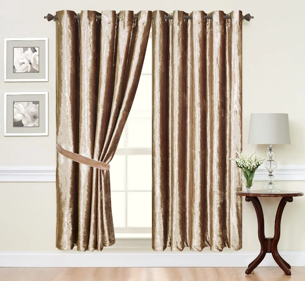 plain velvet curtain double layer grommet window