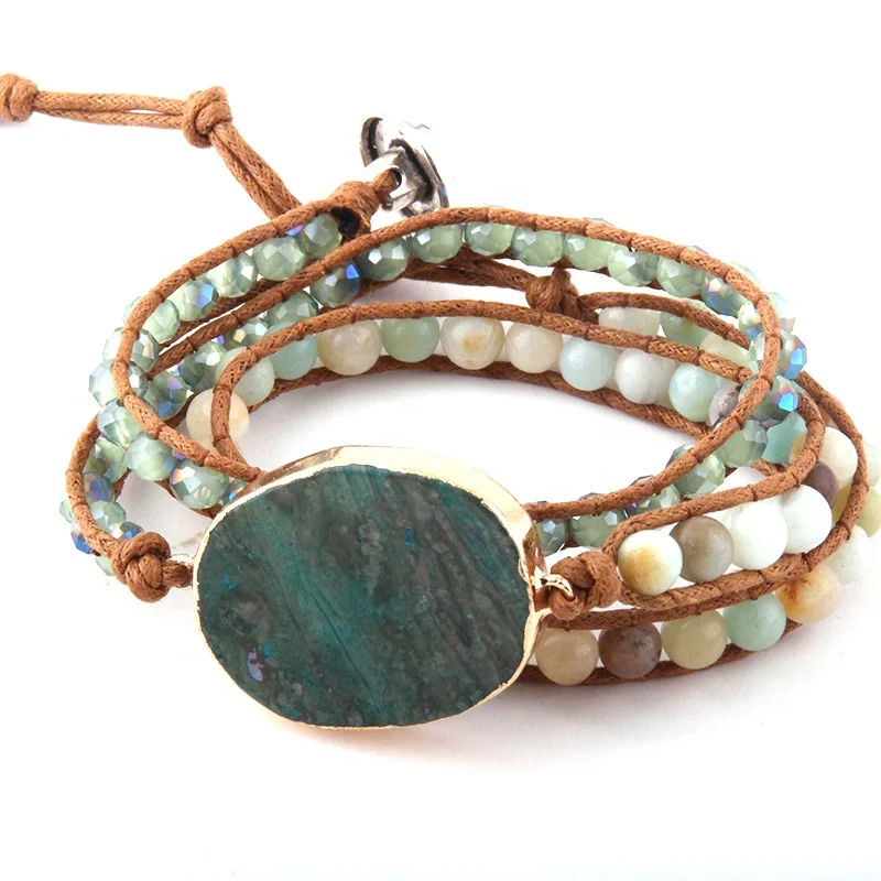 Fashion Women bracelet Handmade Natural Stone glass beads bracelet 3 row Men Leather Wrap Bracelet Dropship
Fashion Women bracelet Handmade Natural Stone glass beads bracelet 3 row Men Leather Wrap Bracelet Dropship