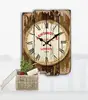 Rustic Wall Clock with Pendulum Vintage Style Round Wall Clock, Wall Decor for Kitchen, Office, Retro Timepiece