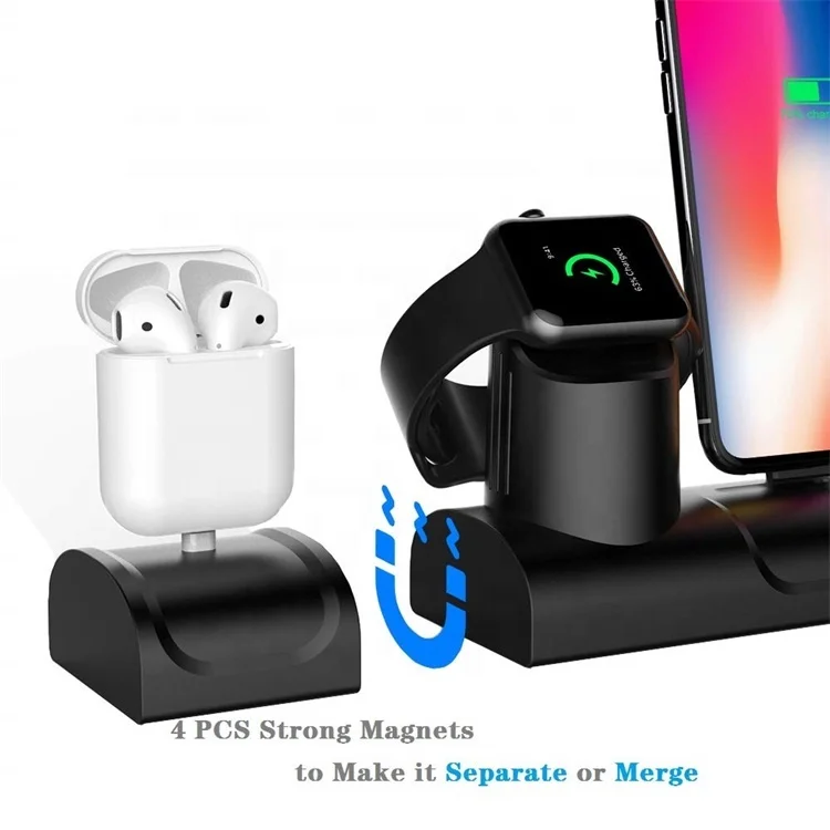 3 in 1 Premium Silicone Charger Dock Station Holder for Apple Watch Charging Stand, Black
3 in 1 Premium Silicone Charger Dock Station Holder for Apple Watch Charging Stand, Black