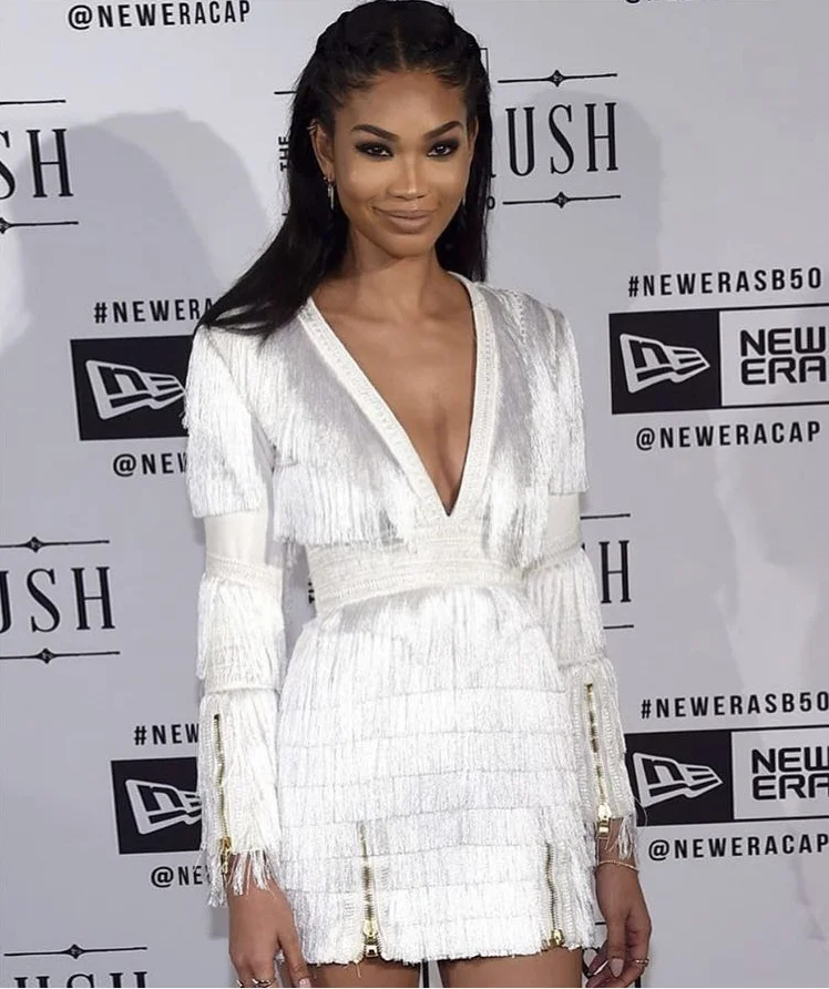 New White Tassels Deep V Neck Long Sleeve Short Celebrity Evening Birthday Party Dress Evening Party Dress, Khaki
New White Tassels Deep V Neck Long Sleeve Short Celebrity Evening Birthday Party Dress Evening Party Dress, Khaki
