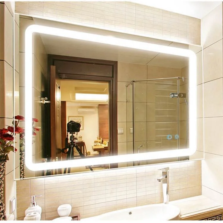 2019 Лидер продаж новый дизайн зеркало с светодио дный свет 5 мм Серебряный флоат-стекло декоративное стены ванной комнаты Ванна светодио дный освещенная контржурным светом зеркало