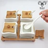 4Pcs square ceramic canister jar set with bamboo lid