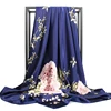 Elegant style flora printed silk scarf 90*90cm head hair wraps square scarves for lady
