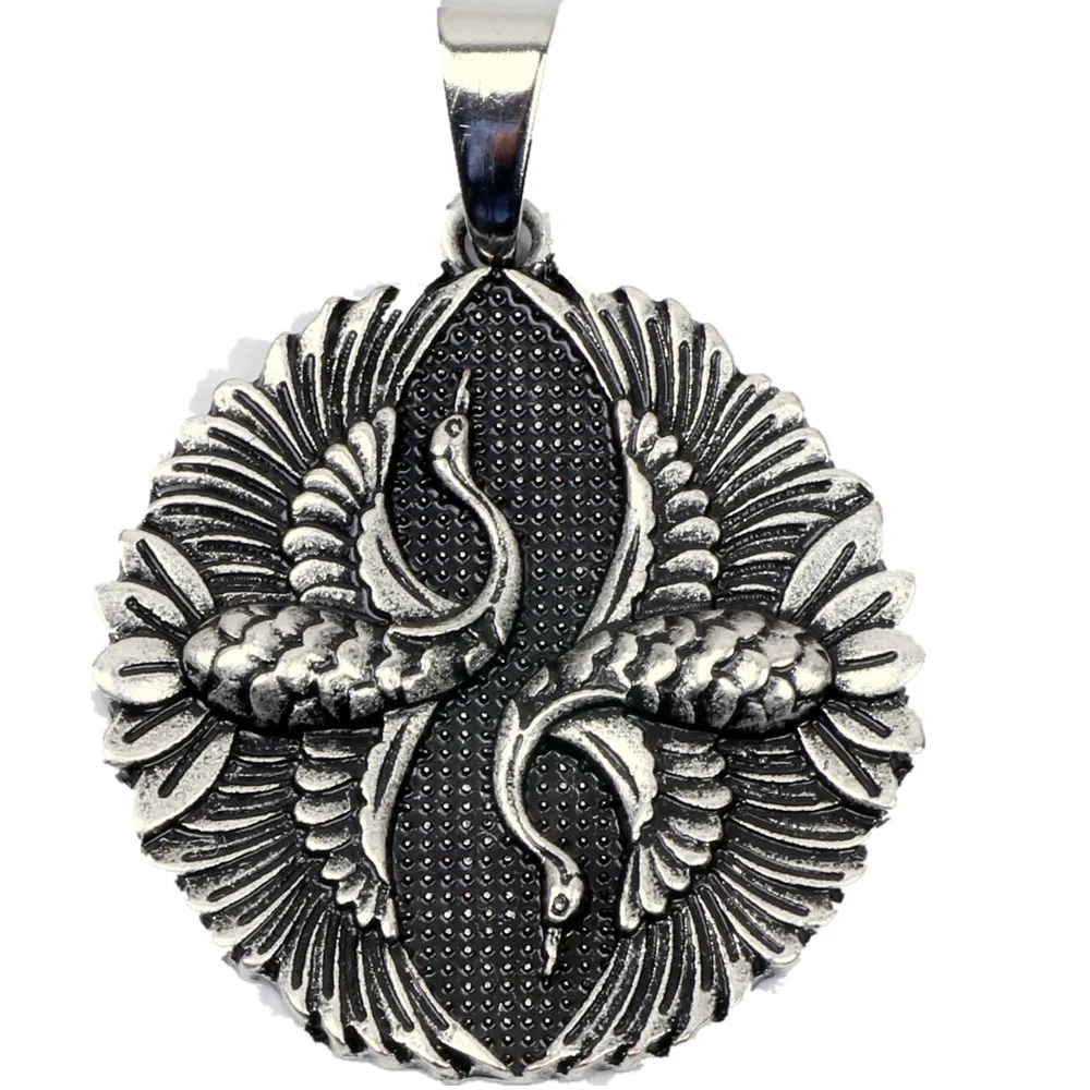 4115-Rising Phoenix Fire Bird Pendant Necklace Phoenixes Love Animal Antique