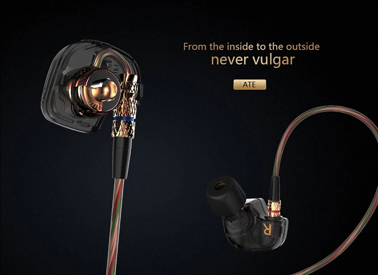 KZ ATE Wired Headphone HiFi Sport Headphones In Ear Earphone For Running With Microphone Headset music Earbuds - ANKUX.COM