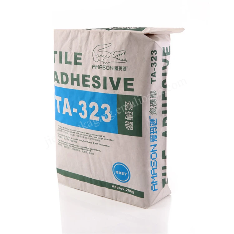 Multi-layer kraft paper square bottom valve bag packing 20kg tile adhesive,cement,gypsum powder, mortar