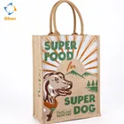 Nature color jute made shopping hand bag with full color printing