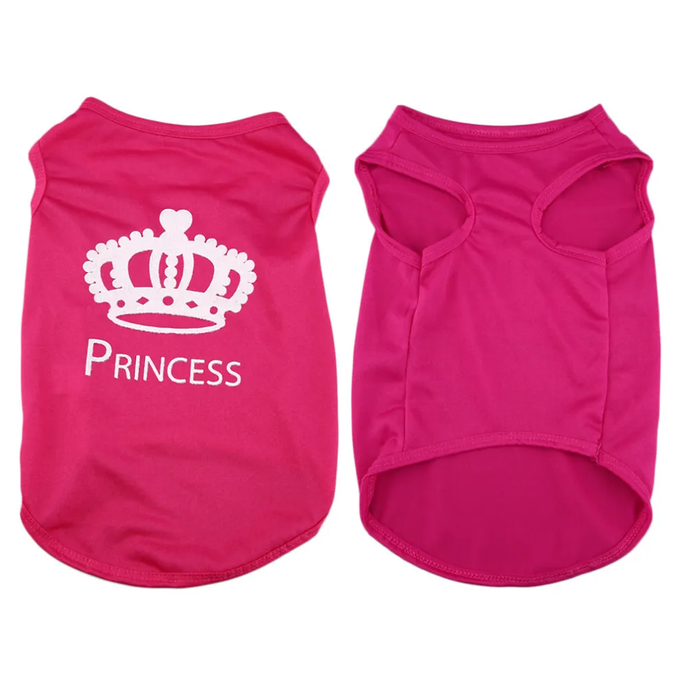 Cute Summer Small Dog Cat Pet Soft Vest Princess Crown Pattern Apparel Costumes T shirt Pet Dog Summer Breathable Clothes