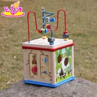 2017 New design children educational mini wooden activity cube for toddlers W11B132