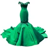 Green Off The Shoulder Pattern Luxury Long Mermaid Evening Dress