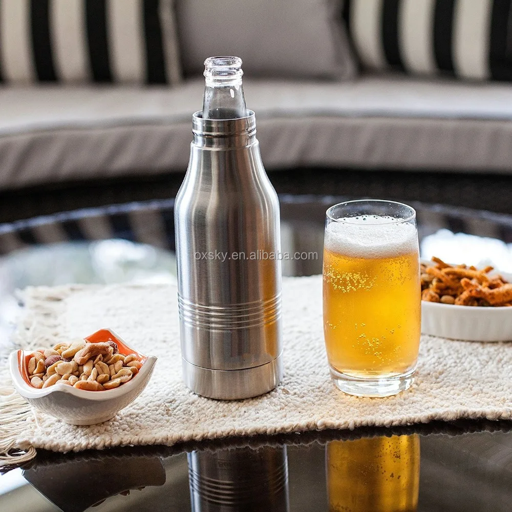 stainless steel beer bottle and can cooler with beer opener