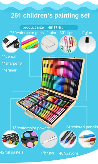 251 Piecs Art Tools Painting Set for Kids Children Drawing Water