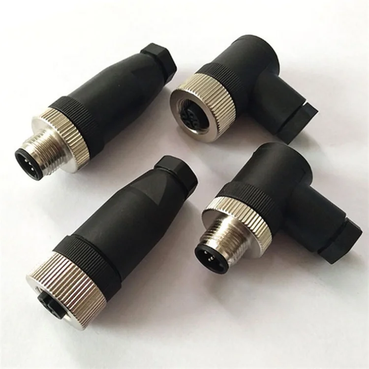 

Sensor Connector male female panel front mount threaded coupling right angle m12 assembly sensor connector 5 pin cable