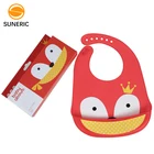 Red Soft Waterproof Baby Using Silicon Baby teether Bibs with pocket silicone baby bib