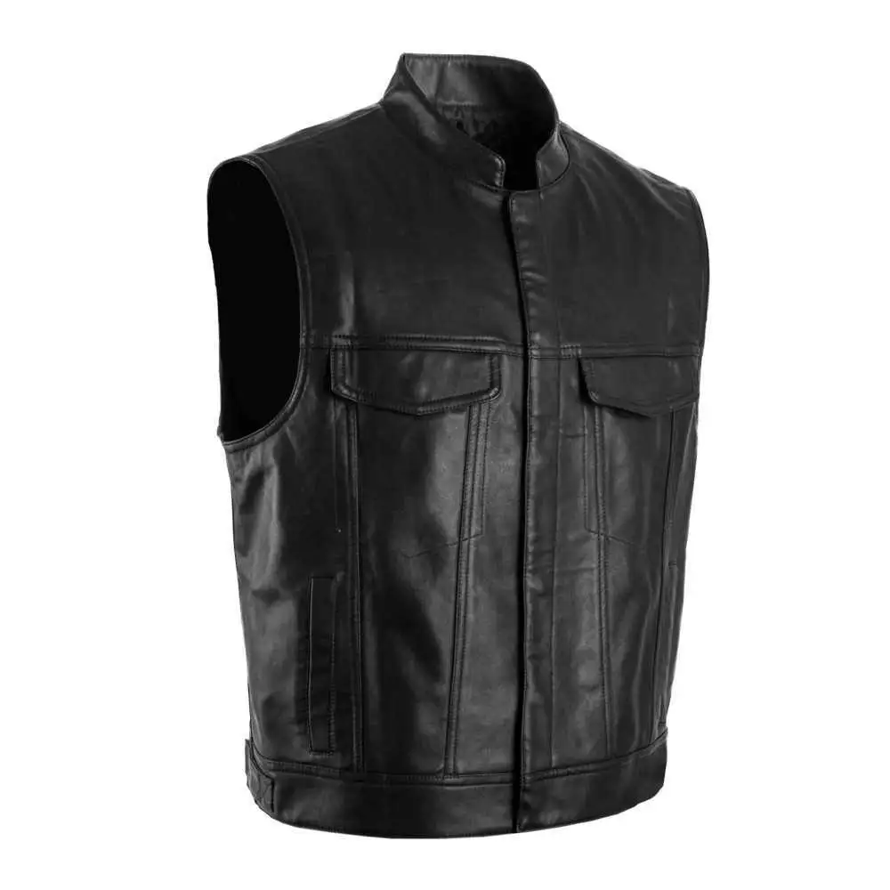 2017-New-Son-of-Anarchy-Motorcycle-Club-PU-Leather-Stand-up-Collar-Punk-Vest-Pure-Black (2)