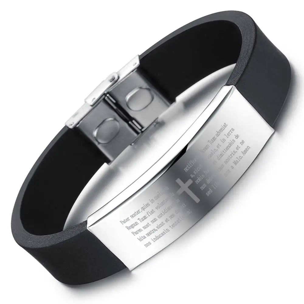 Men's Cross Wristband China Suppliers Engraved Stainless Steel Mens Thin Customized Silicone Bracelet
Men's Cross Wristband China Suppliers Engraved Stainless Steel Mens Thin Customized Silicone Bracelet