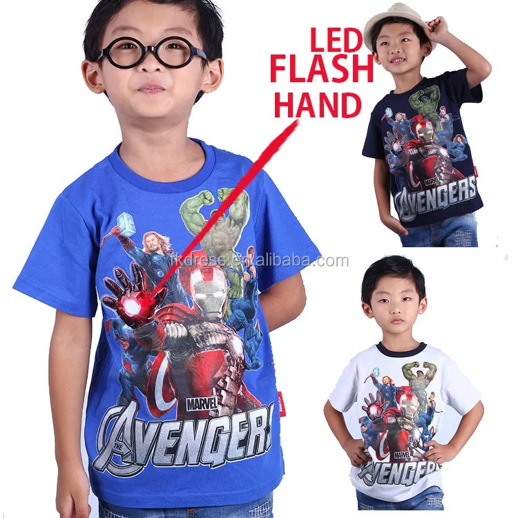 

Clothes touch Activated Led Light Up Flashing T-shirt for Kids, Blue/dark blue/white
