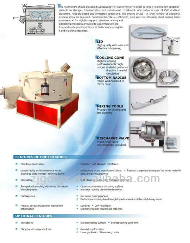 Illustration of Plastic High Speed Mixer Unit Heater and Cooler Mixer Machine PVC Compounding Mixer